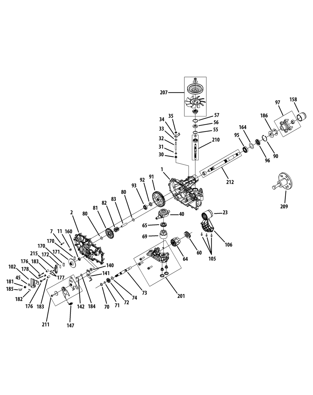 Transmission Lh 618-05127a Diagram and Parts List for Z-FORCESZ60 (17AIDGHD-17AIDGHD010)(2014) Cub Cadet Lawn Tractor